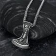 Handcrafted Stainless Steel Valknut with Raven & Wolf Necklace