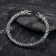 Small Handcrafted Stainless Steel Wolf Head Torc Bracelet