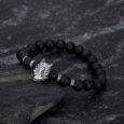 Wolf Head and Lava Stone Bracelet