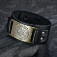 Leather Viking Vegvisir Arm Cuff