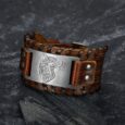 Leather Buckle Arm Cuff With Fenrir Design