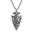 Handcrafted Stainless Steel Viking Spear Head Pendant with Helm of Awe