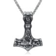 Handcrafted Stainless Steel ‘Knotwork’ Mjolnir on Handcrafted Stainless Steel Link Chain