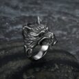 Handcrafted Stainless Steel Wolf Head Biker Ring