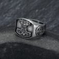 Handcrafted Stainless Steel ‘Aged’ Mjolnir Signet Ring