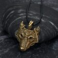 Norse Wolf Head Necklace – Leather Chain