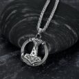 Handcrafted Stainless Steel Thor’s Hammer Circular Necklace