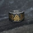 Handcrafted Stainless Steel Valknut and Rune Ring
