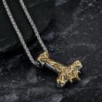 Handcrafted Stainless Steel Dual Color Ornate Thor’s Hammer Necklace
