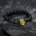 Wolf Head and Lava Stone Bracelet