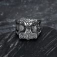 Handcrafted Stainless Steel Thor’s Hammer and Rune Ring