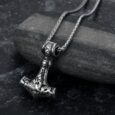 Handcrafted Stainless Steel ‘Knotwork’ Mjolnir on Handcrafted Stainless Steel Link Chain