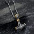 Handcrafted Stainless Steel Dual Color Mammen-Style Thor’s Hammer Pendant