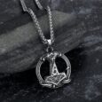 Handcrafted Stainless Steel Thor’s Hammer Circular Necklace