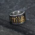 Handcrafted Stainless Steel Dual Color Valknut and Rune Ring