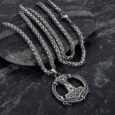 Handcrafted Stainless Steel Thor’s Hammer Circular Necklace