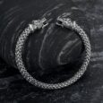 Small Handcrafted Stainless Steel Wolf Head Torc Bracelet