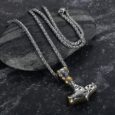 Handcrafted Stainless Steel Dual Color Mammen-Style Thor’s Hammer Pendant