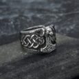 Handcrafted Stainless Steel Thor’s Hammer and Celtic Knotwork Ring