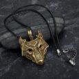 Norse Wolf Head Necklace – Leather Chain