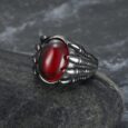 Handcrafted Stainless Steel Dragon Claw Biker Ring With Inset Stone