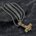 Handcrafted Stainless Steel Dual Color Ornate Thor’s Hammer Necklace
