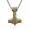 Handcrafted Stainless Steel Dual Color Ornate Thor’s Hammer Necklace