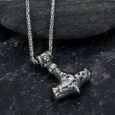Handcrafted Stainless Steel ‘Knotwork’ Mjolnir on Handcrafted Stainless Steel Link Chain