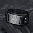 Leather Viking Vegvisir Arm Cuff