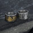 Handcrafted Stainless Steel Valknut and Rune Ring