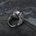 Handcrafted Stainless Steel Dragon Claw Biker Ring With Inset Stone