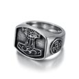 Handcrafted Stainless Steel ‘Aged’ Mjolnir Signet Ring
