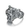 Handcrafted Stainless Steel Odin and Wolf Ring