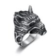 Handcrafted Stainless Steel Wolf Head Biker Ring