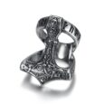 Handcrafted Stainless Steel Open Thor’s Hammer Ring