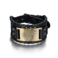 Leather Buckle Arm Cuff With Fenrir Design