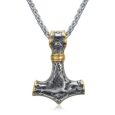 Handcrafted Stainless Steel Dual Color Mammen-Style Thor’s Hammer Pendant
