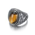 Handcrafted Stainless Steel Celtic Scroll Ring With Inset Stone