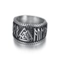 Handcrafted Stainless Steel Valknut and Rune Ring