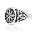 925 Sterling Silver Helm of Awe and Triquetra Ring