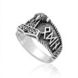 925 Sterling Silver Mjolnir and Hail Odin Runes Ring