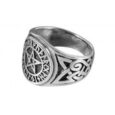 925 Sterling Silver Ring with Futhark Runes and Pentagram