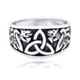 925 Sterling Silver Triquetra Ring with Jormungand Serpents