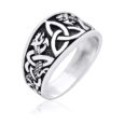 925 Sterling Silver Triquetra Ring with Jormungand Serpents