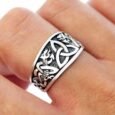 925 Sterling Silver Triquetra Ring with Jormungand Serpents