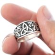 925 Sterling Silver Triquetra Ring with Jormungand Serpents