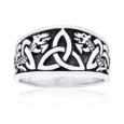 925 Sterling Silver Triquetra Ring with Jormungand Serpents