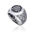 925 Sterling Silver Valknut Ring in Mammen Style