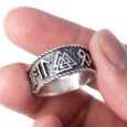 925 Sterling Silver Valknut and Runes Oxidized Ring