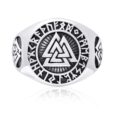 925 Sterling Silver Valknut and Runes Signet Ring